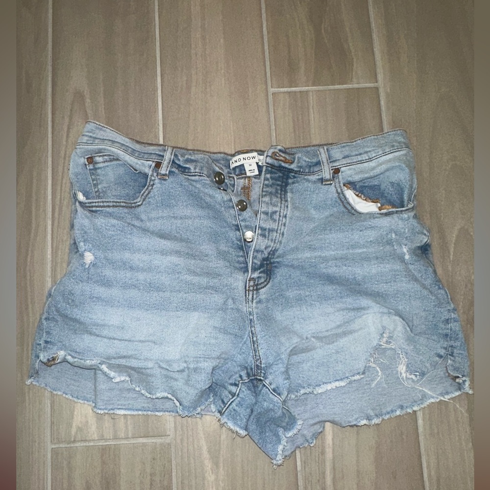 Blue Distressed Jean Shorts